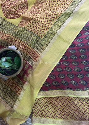 Maheshwari Red-Yellow Bagh Print Suit- BSP102