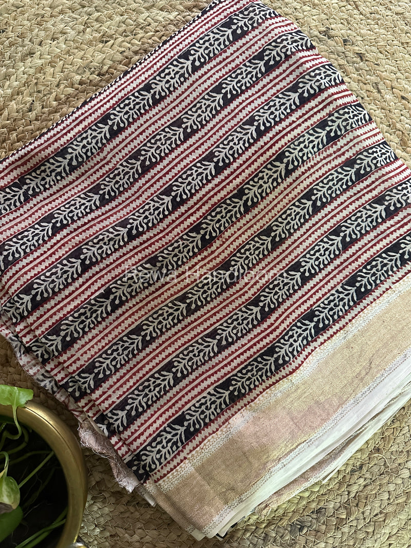 Maheshwari White-Black Bagh Print Suit BSP101