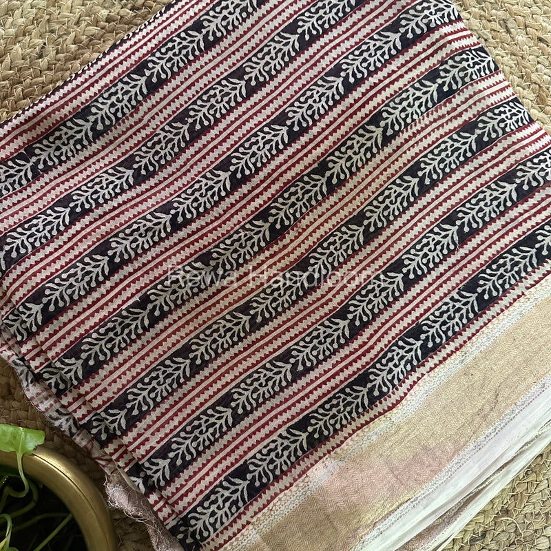 Maheshwari White-Black Bagh Print Suit BSP101