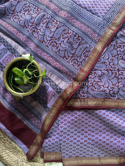 Maheshwari Purple-Maroon Bagh Print Suit BSP046