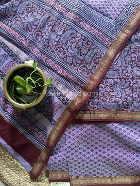 Maheshwari Purple-Maroon Bagh Print Suit- BSP046