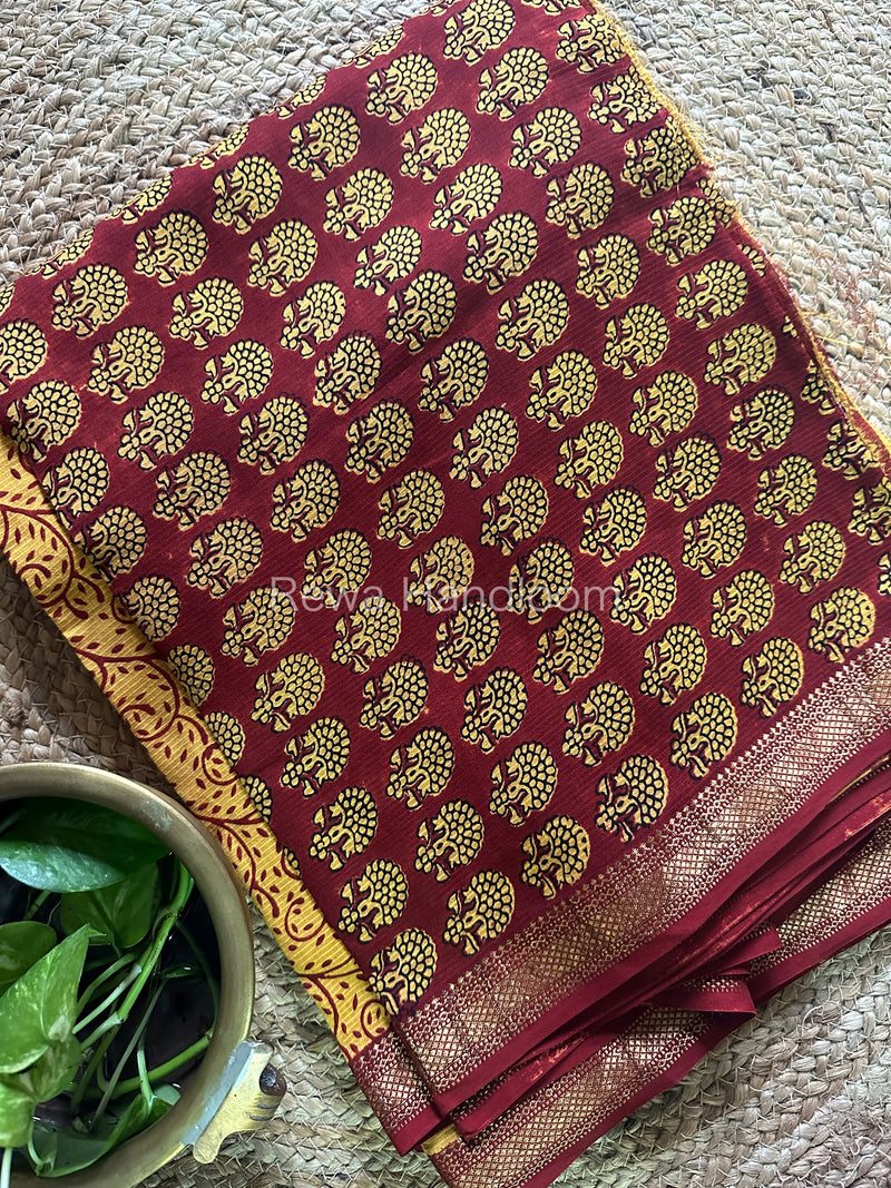 Maheshwari Red-Yellow Bagh Print Suit BSP048