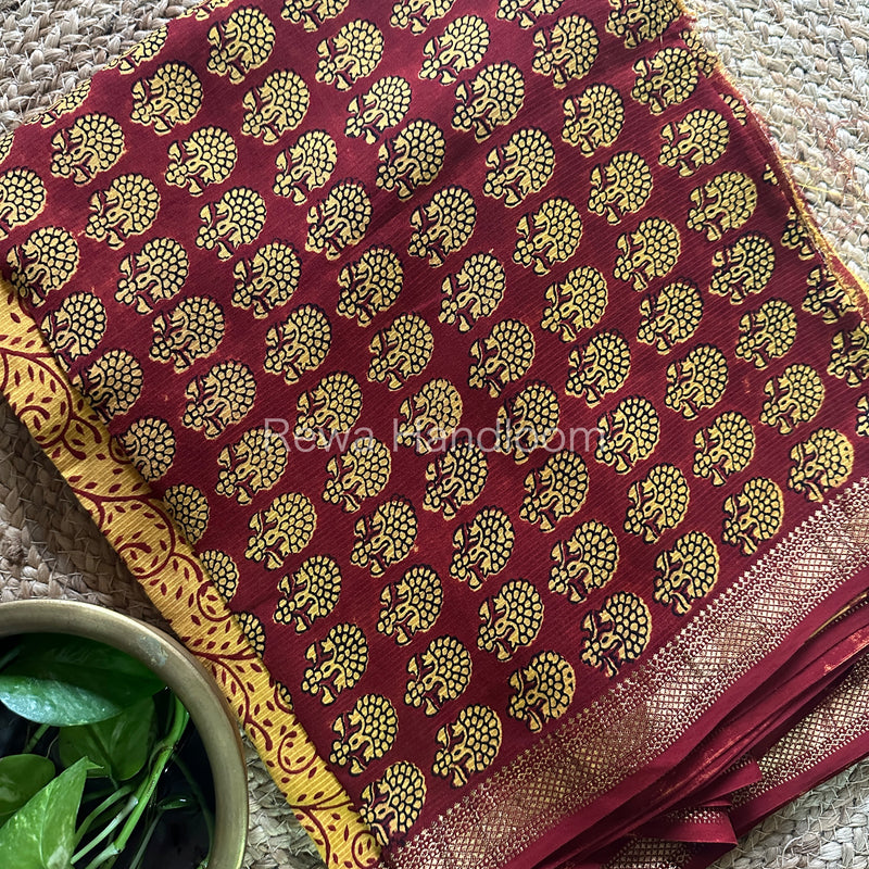 Maheshwari Red-Yellow Bagh Print Suit BSP048