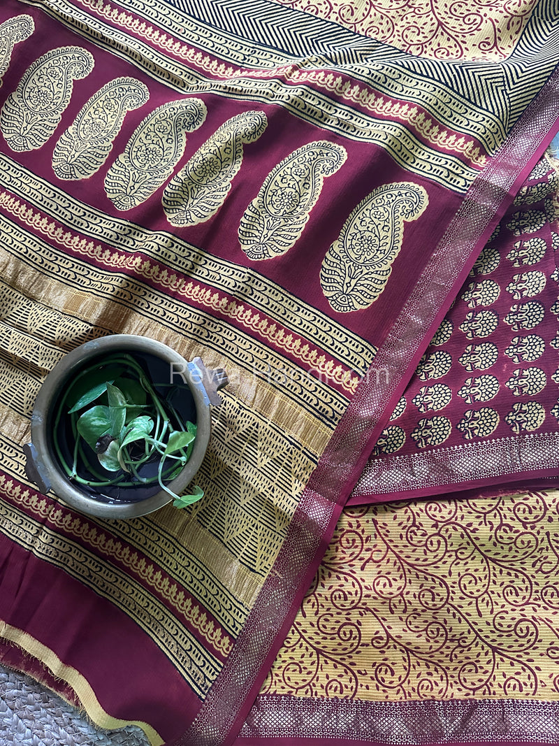 Maheshwari Red-Yellow Bagh Print Suit BSP048