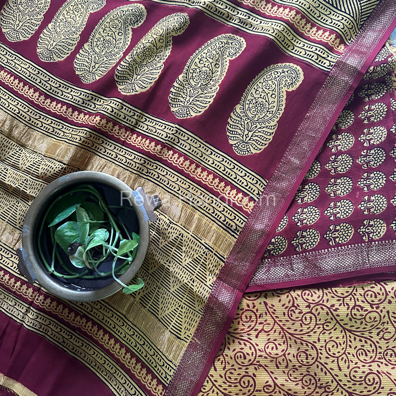 Maheshwari Red-Yellow Bagh Print Suit BSP048