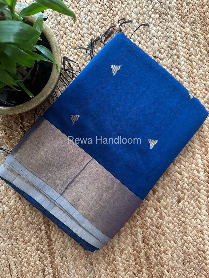 Blue Zari Butti Maheshwari Saree SB0174