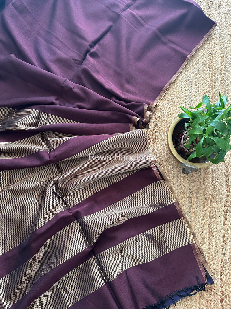 Exclusive Maheshwari Wine Four Paddle Weaving Saree FPS011