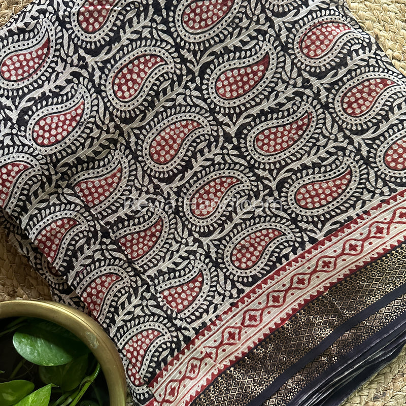 Maheshwari White-Black Bagh Print Suit BSP0104