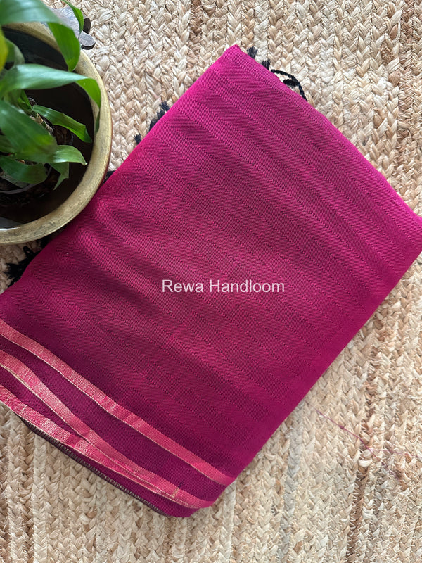 Exclusive Maheshwari Magenta Four Paddle Weaving Saree FPS08