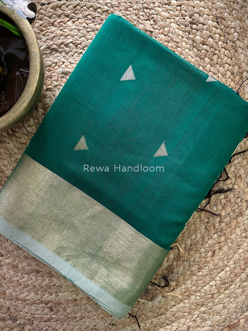 Green Zari Butti Maheshwari Saree SB079