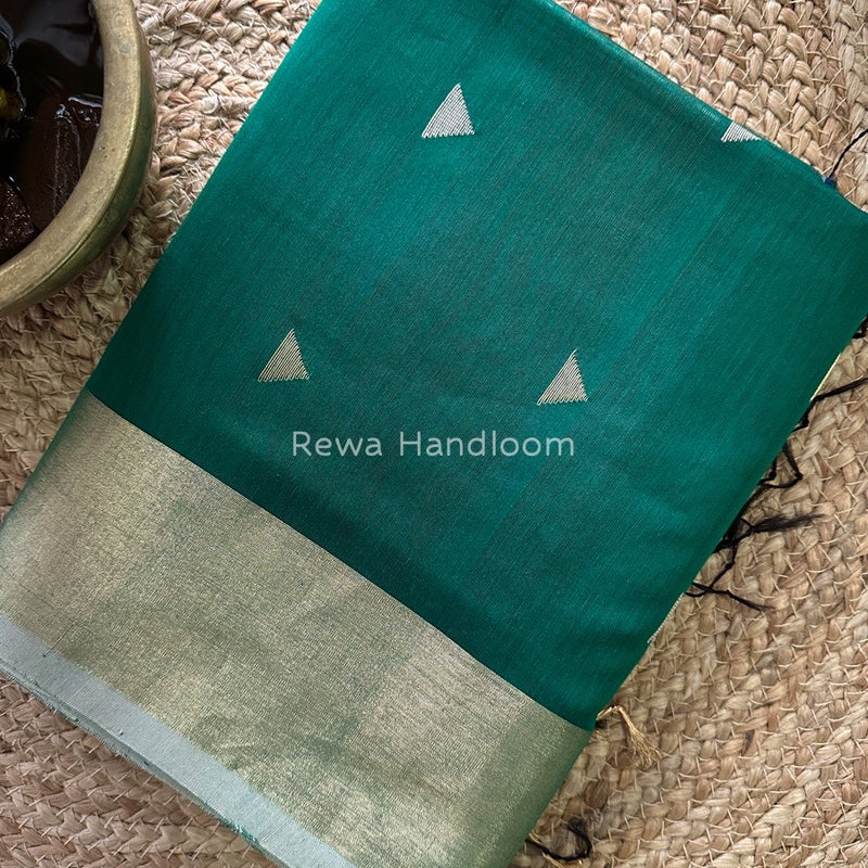 Green Zari Butti Maheshwari Saree SB079