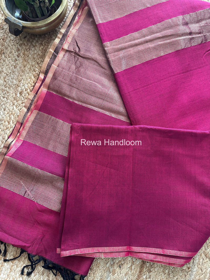 Exclusive Maheshwari Magenta Four Paddle Weaving Saree FPS08