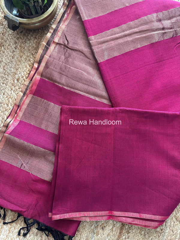 Exclusive Maheshwari Magenta Four Paddle Weaving Saree FPS08