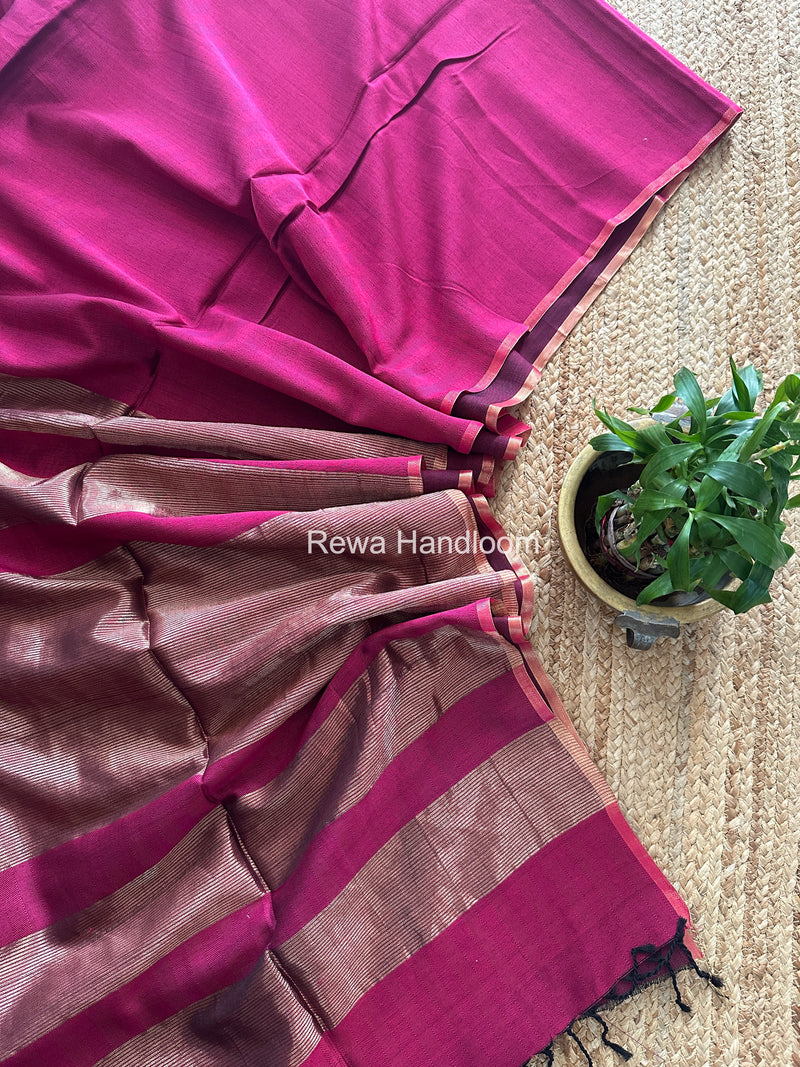 Exclusive Maheshwari Magenta Four Paddle Weaving Saree FPS08