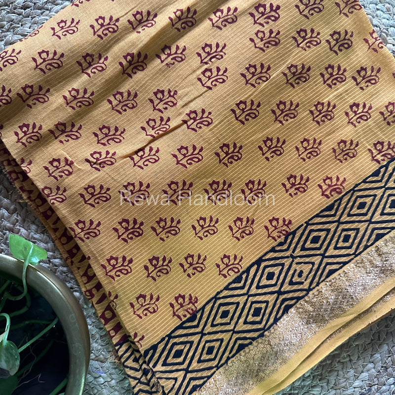 Maheshwari Yellow-Maroon Bagh Print Suit BSP0106