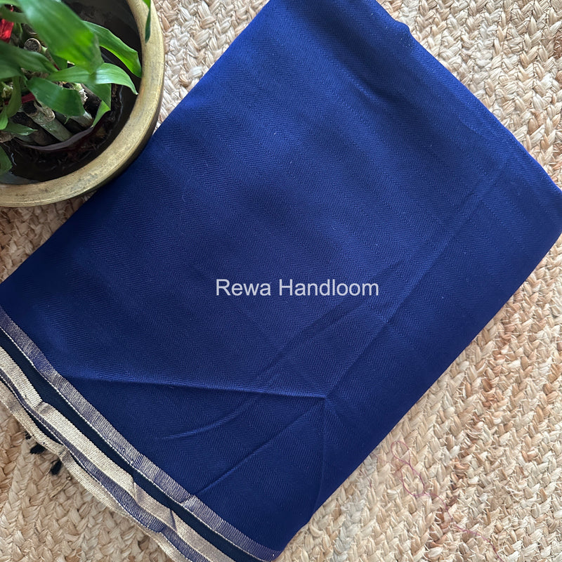 Exclusive Maheshwari Blue Four Paddle Weaving Saree FPS09