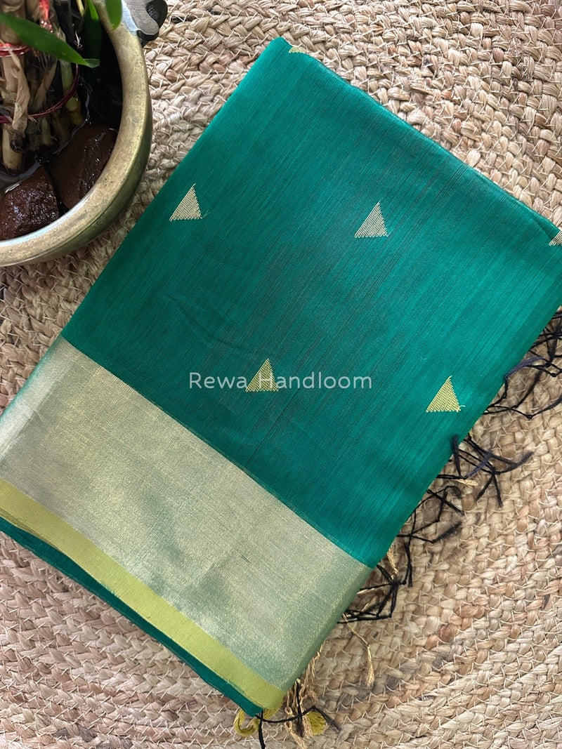 Green Zari Butti Maheshwari Saree SB068