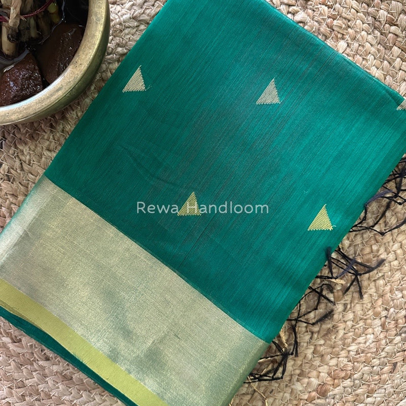 Green Zari Butti Maheshwari Saree SB068