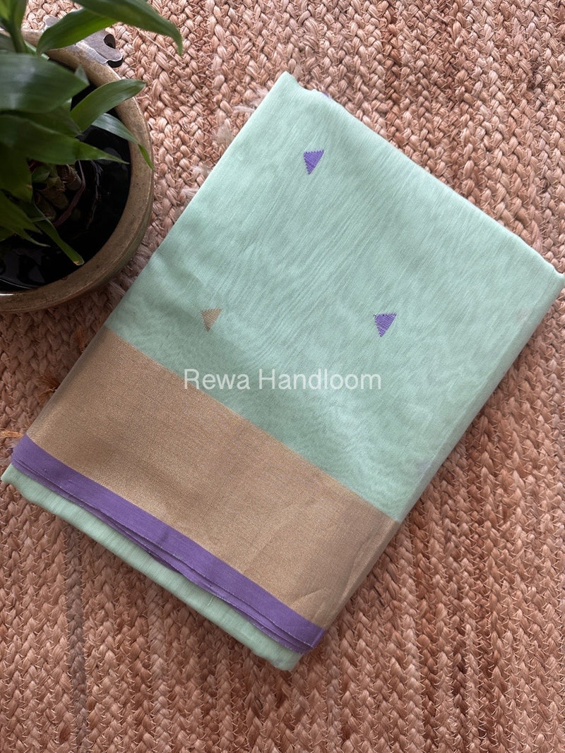 Pista Green Zari Butti Maheshwari Saree SB0172