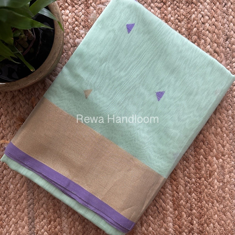 Pista Green Zari Butti Maheshwari Saree SB0172