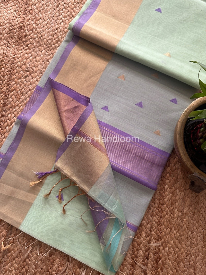 Pista Green Zari Butti Maheshwari Saree SB0172