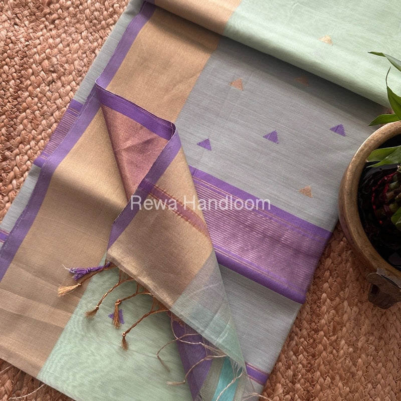 Pista Green Zari Butti Maheshwari Saree SB0172