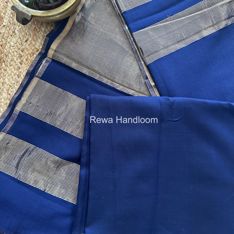 Exclusive Maheshwari Blue Four Paddle Weaving Saree FPS09