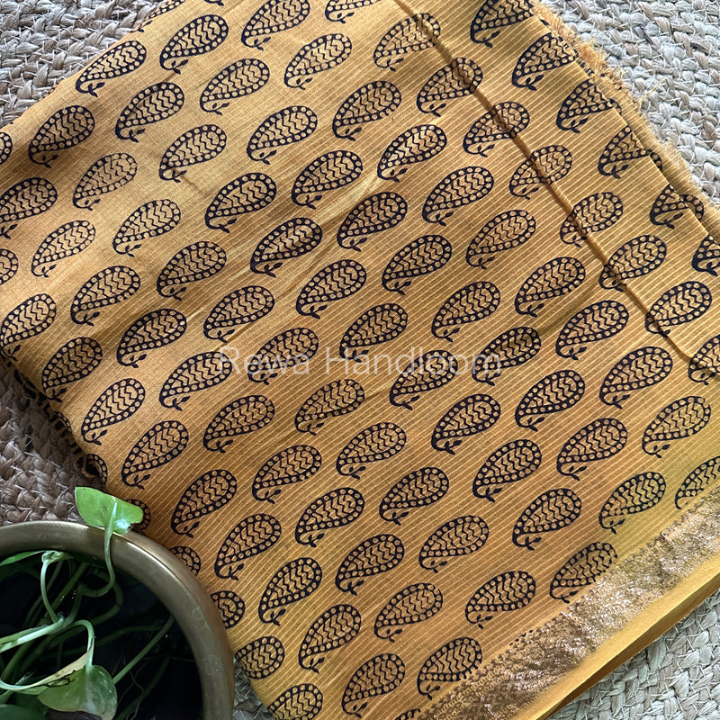 Maheshwari Yellow-Black Bagh Print Suit BSP0107