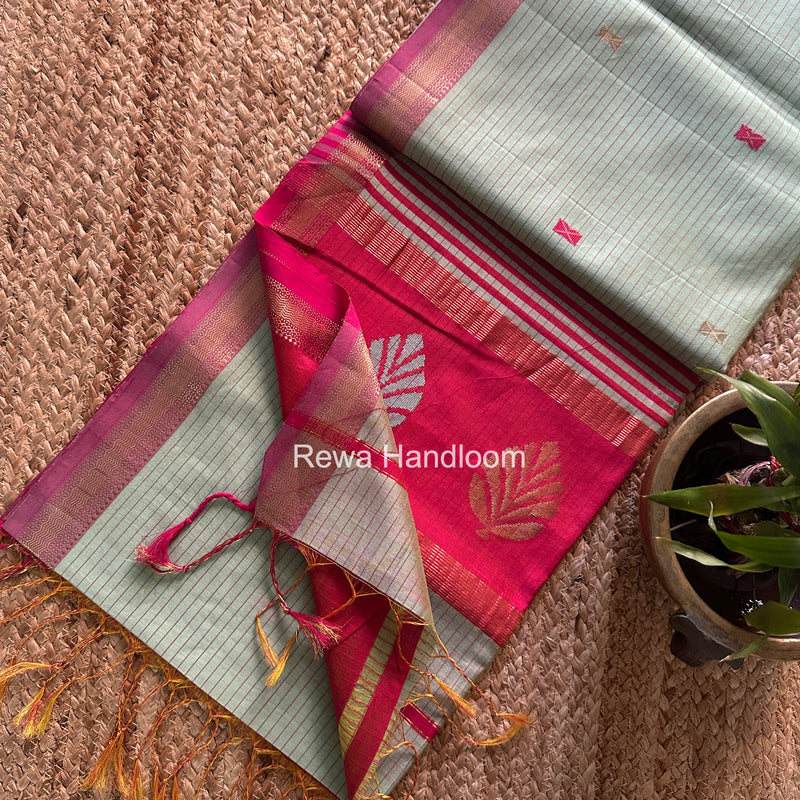 Maheshwari Pista Green Butta Pallu Saree BTPS0107