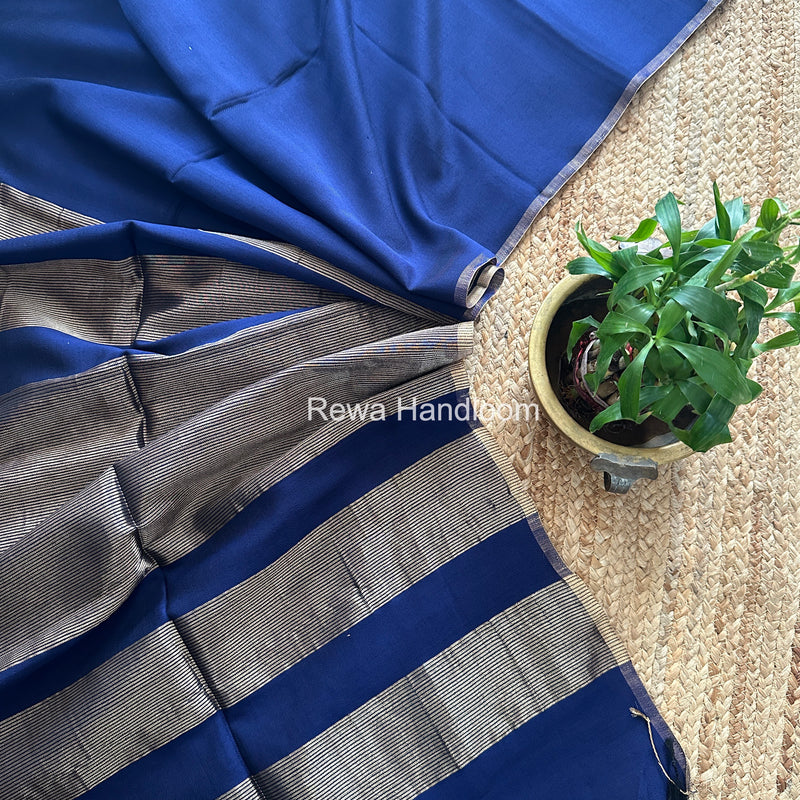 Exclusive Maheshwari Blue Four Paddle Weaving Saree FPS09