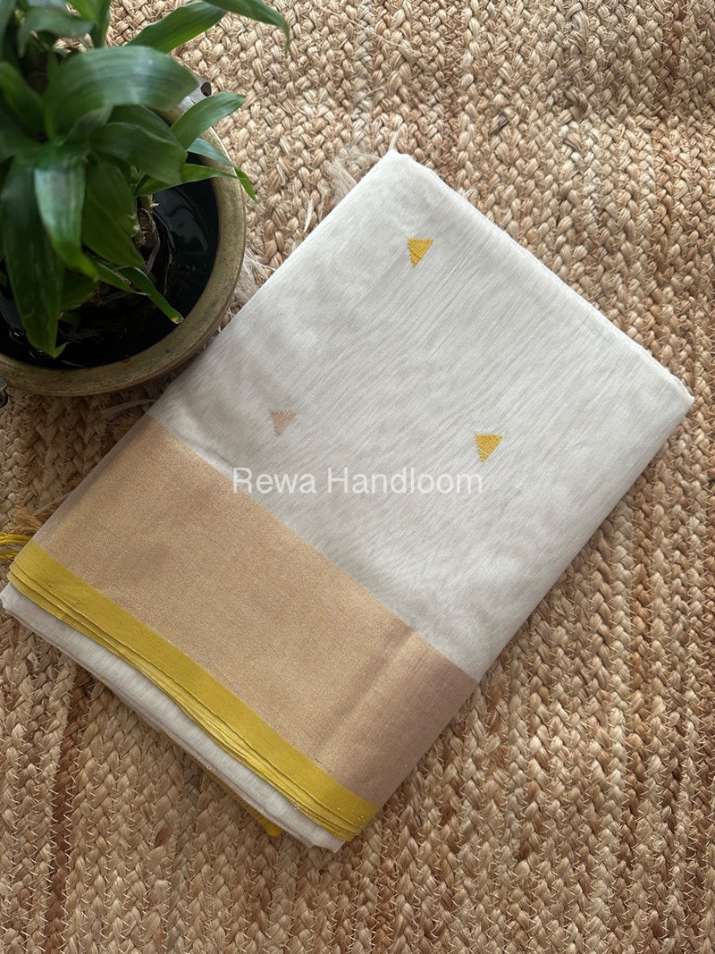 Off White Zari Butti Maheshwari Saree SB0166