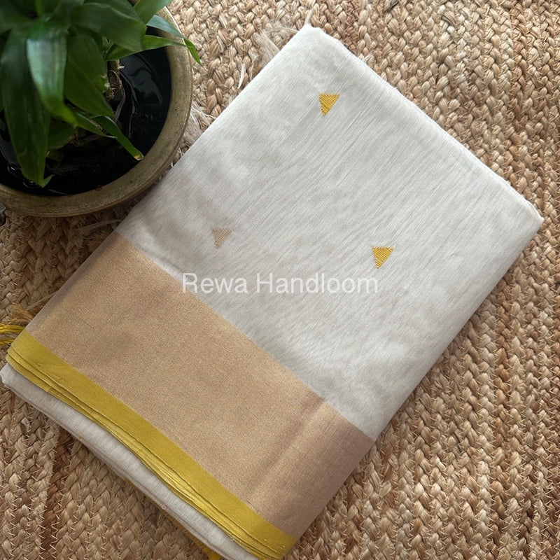 Off White Zari Butti Maheshwari Saree SB0166