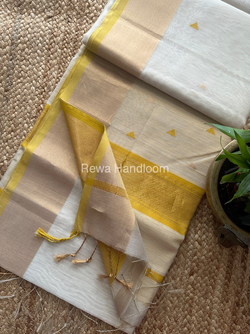 Off White Zari Butti Maheshwari Saree SB0166