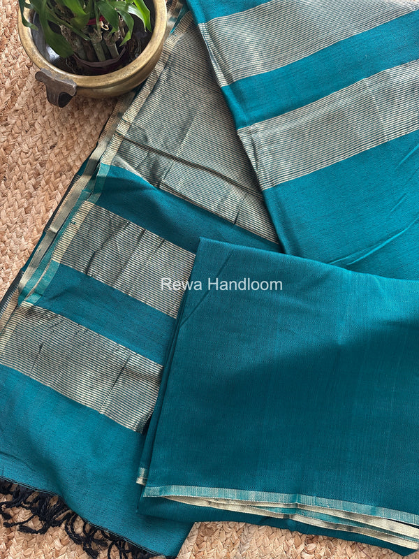Exclusive Maheshwari Rama Green Four Paddle Weaving Saree FPS010