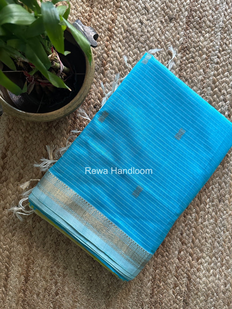 Maheshwari Sky Blue Butta Pallu Saree BTPS0108