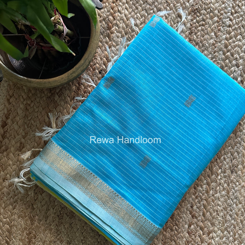 Maheshwari Sky Blue Butta Pallu Saree BTPS0108
