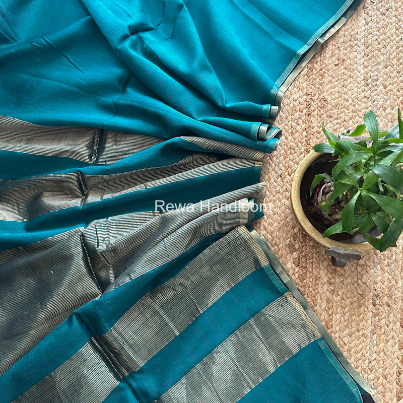 Exclusive Maheshwari Rama Green Four Paddle Weaving Saree FPS010