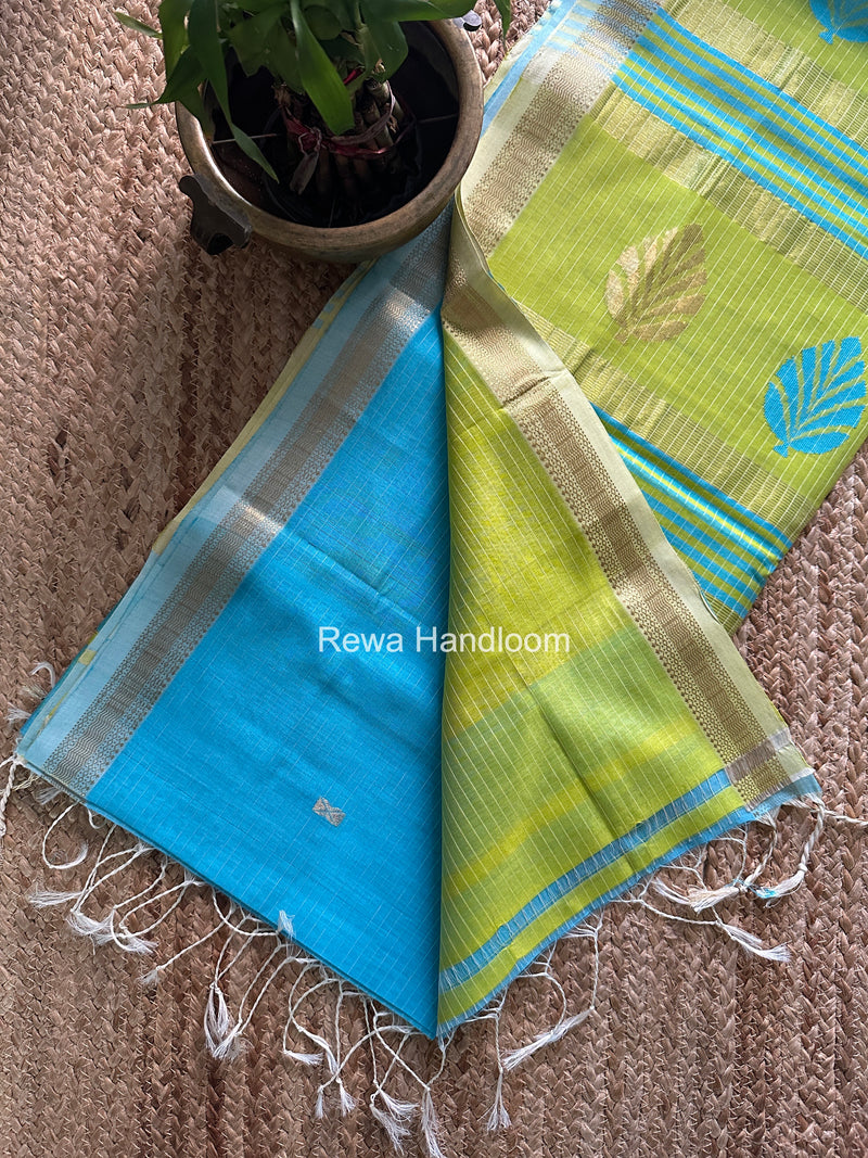 Maheshwari Sky Blue Butta Pallu Saree BTPS0108