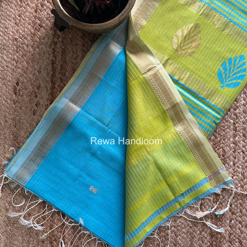 Maheshwari Sky Blue Butta Pallu Saree BTPS0108