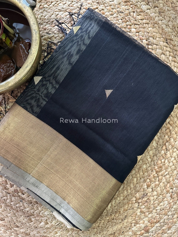 Black Zari Butti Maheshwari Saree SB070