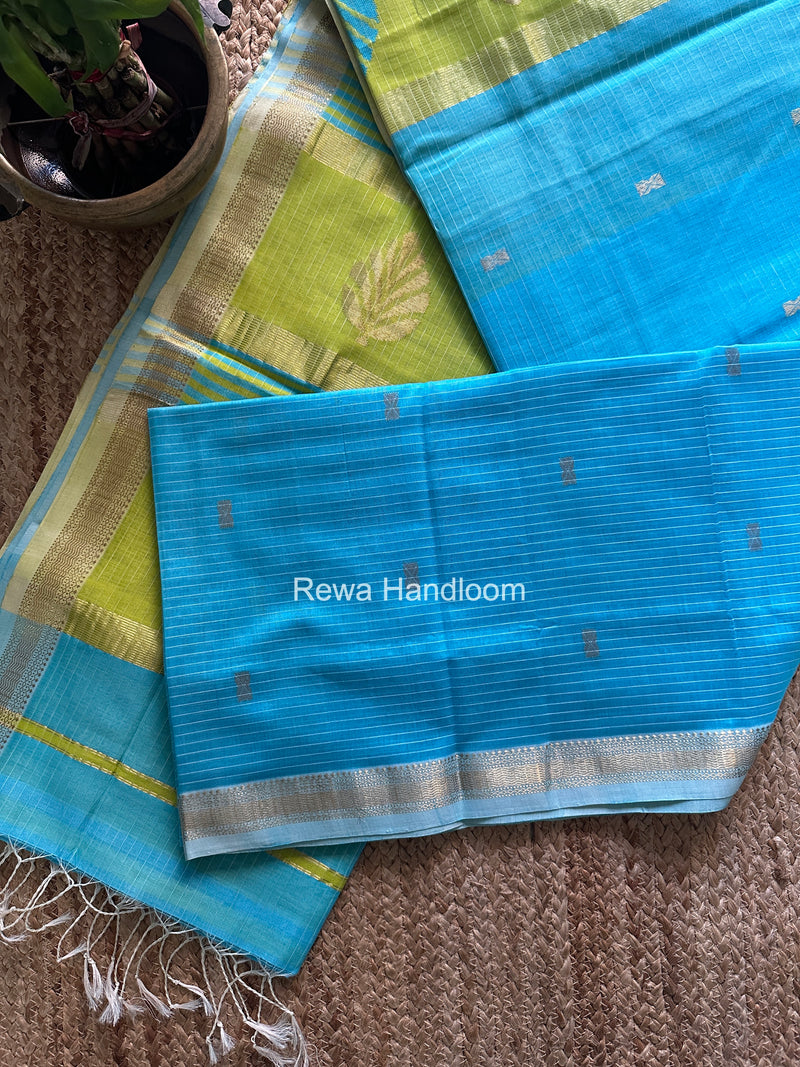 Maheshwari Sky Blue Butta Pallu Saree BTPS0108