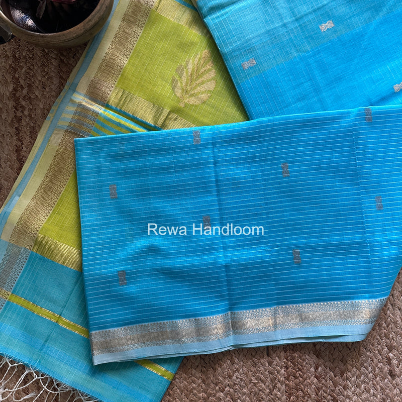 Maheshwari Sky Blue Butta Pallu Saree BTPS0108