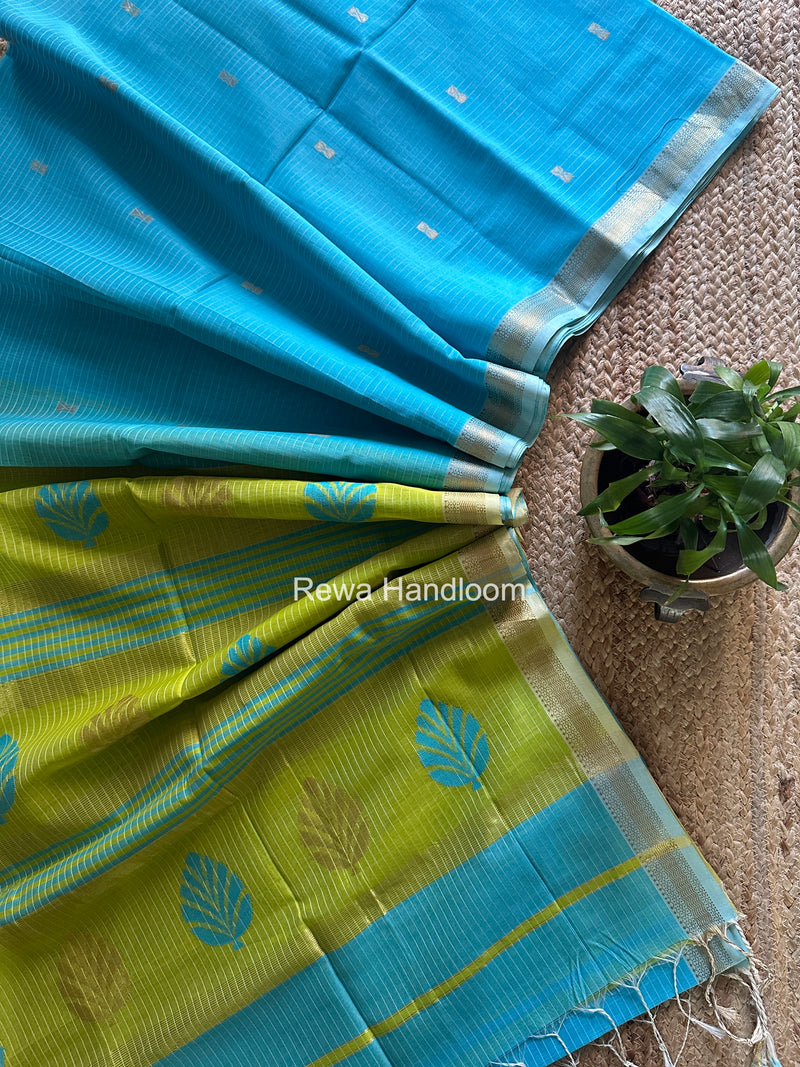 Maheshwari Sky Blue Butta Pallu Saree BTPS0108