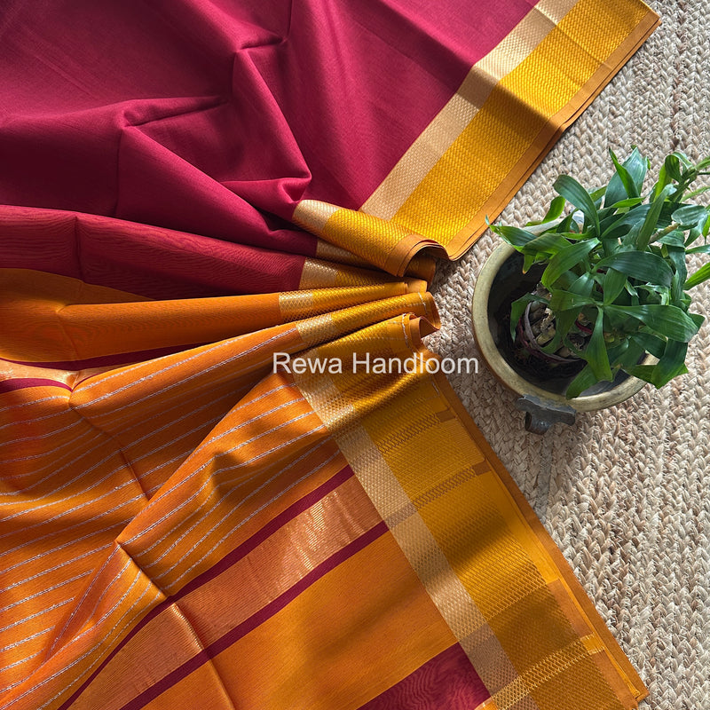 Maheshwari Maroon Resham Thread Border Saree RTS074