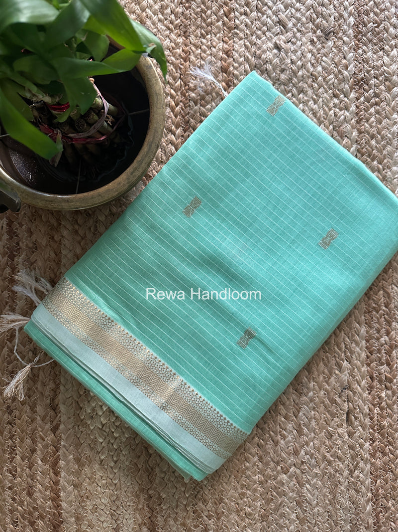 Maheshwari Pista Green Butta Pallu Saree BTPS0110