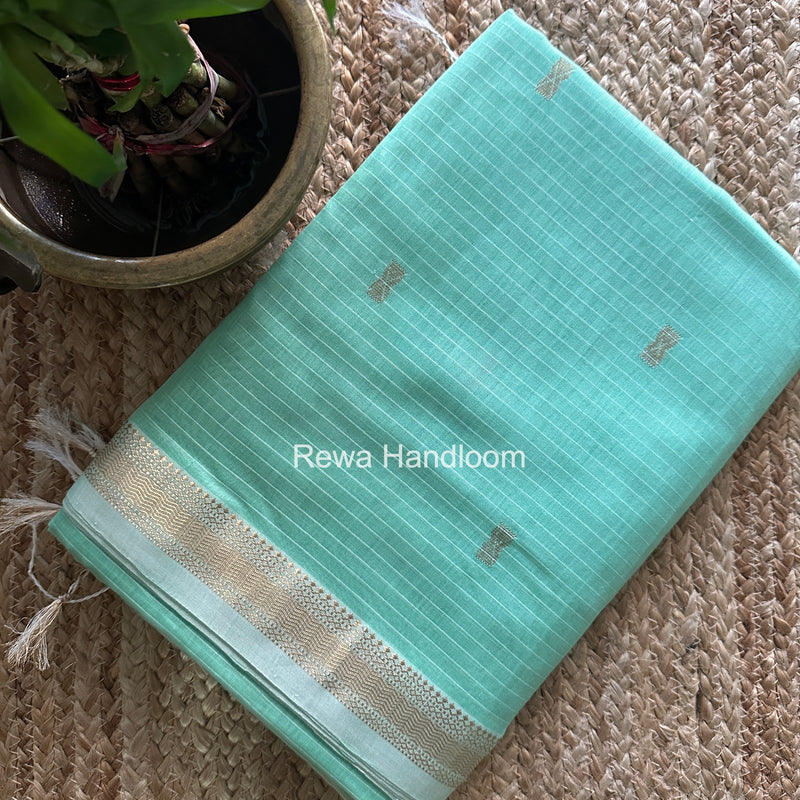 Maheshwari Pista Green Butta Pallu Saree BTPS0110