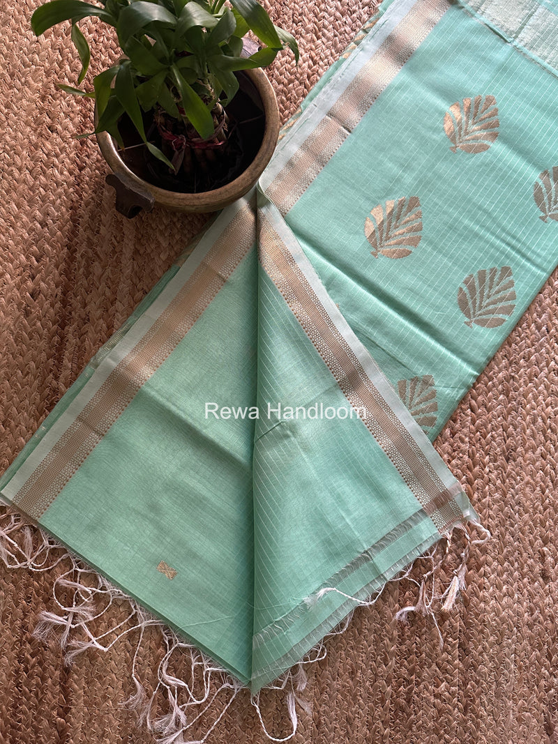 Maheshwari Pista Green Butta Pallu Saree BTPS0110