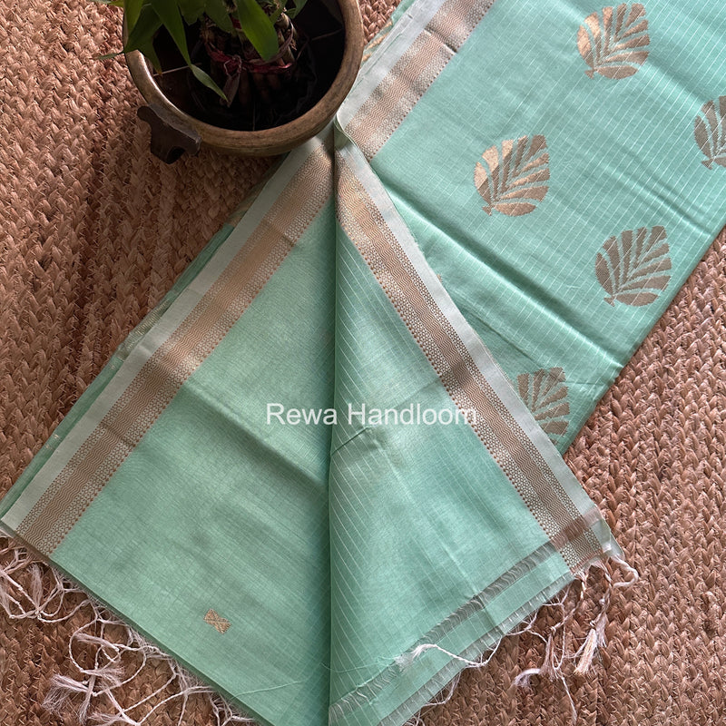 Maheshwari Pista Green Butta Pallu Saree BTPS0110