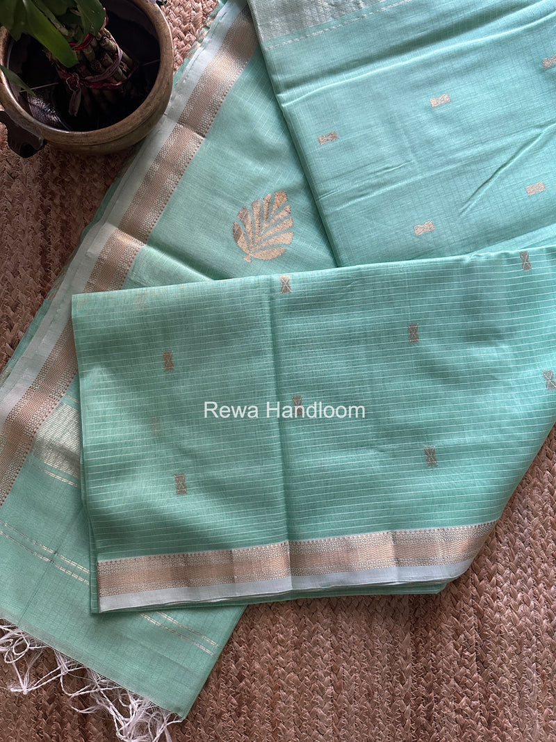 Maheshwari Pista Green Butta Pallu Saree BTPS0110