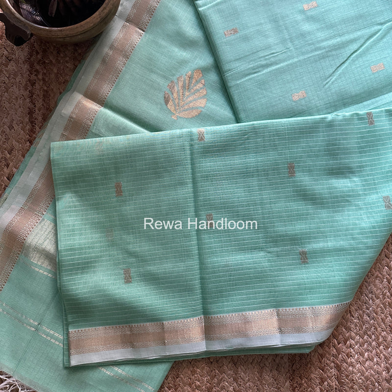 Maheshwari Pista Green Butta Pallu Saree BTPS0110